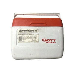 Vintage Cooler Gott Tote 12 Cooler Red & White W/Handle Lunch Picnic